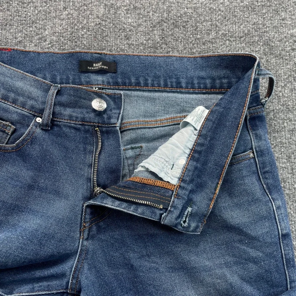 True Religion Ricky Relaxed Straight Jeans Mens 35 Blue Denim Pants